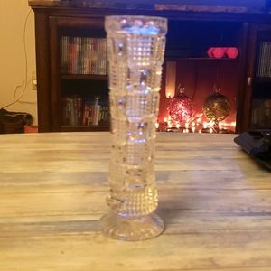 Vintage lead glass bud vase with diamond point